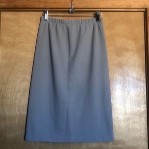 Vintage Pencil Skirt w/ Slit, Elastic Waist, Light Grey